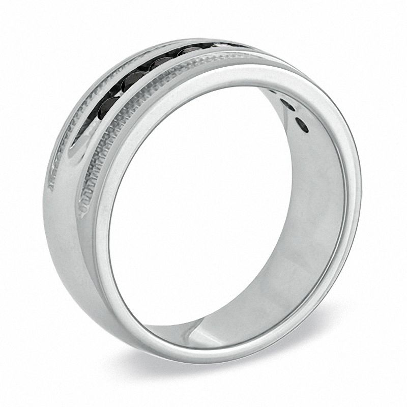 Main Image 2 of Men's 0.50 CT. T.W. Black Diamond Wedding Band in Sterling Silver
