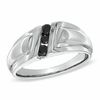 Thumbnail Image 0 of Men's 0.25 CT. T.W. Black Diamond Three Stone Slant Band in Sterling Silver