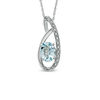 Oval Aquamarine and Diamond Accent Pendant in Sterling Silver