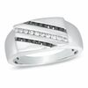 Thumbnail Image 1 of Men's 0.25 CT. T.W. Enhanced Black and White Diamond Flat-Top Ring in Sterling Silver