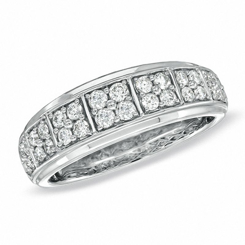 Main Image 1 of 0.50 CT. T.W. Diamond Chequerboard Wedding Band in 10K White Gold