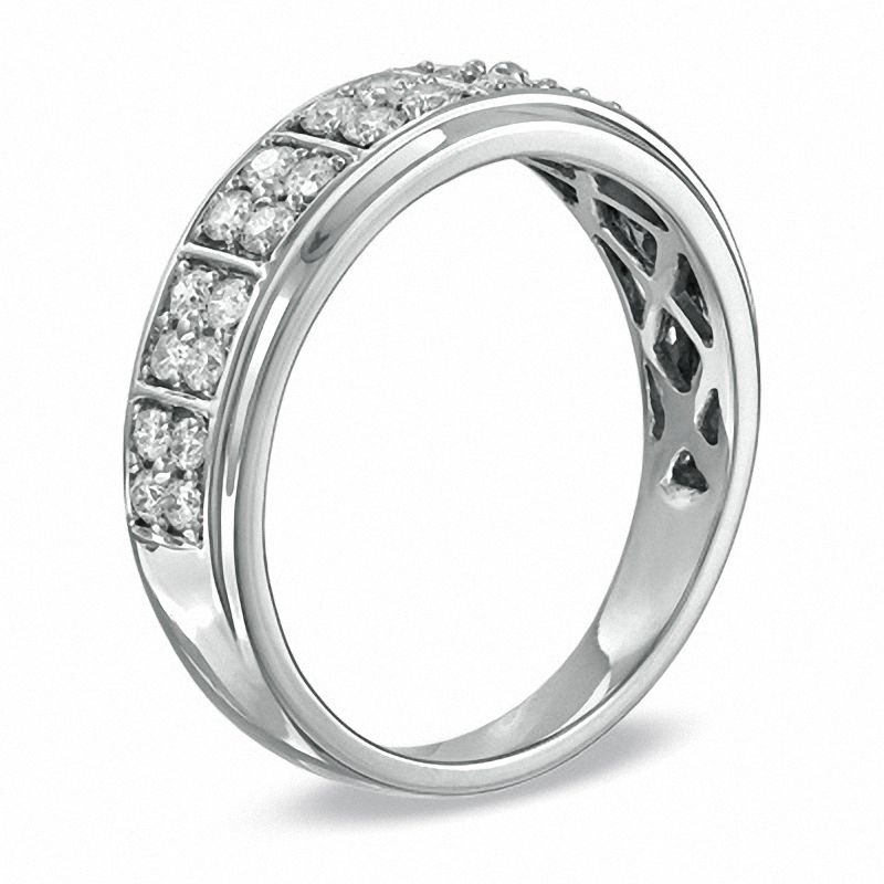 Main Image 2 of 0.50 CT. T.W. Diamond Chequerboard Wedding Band in 10K White Gold