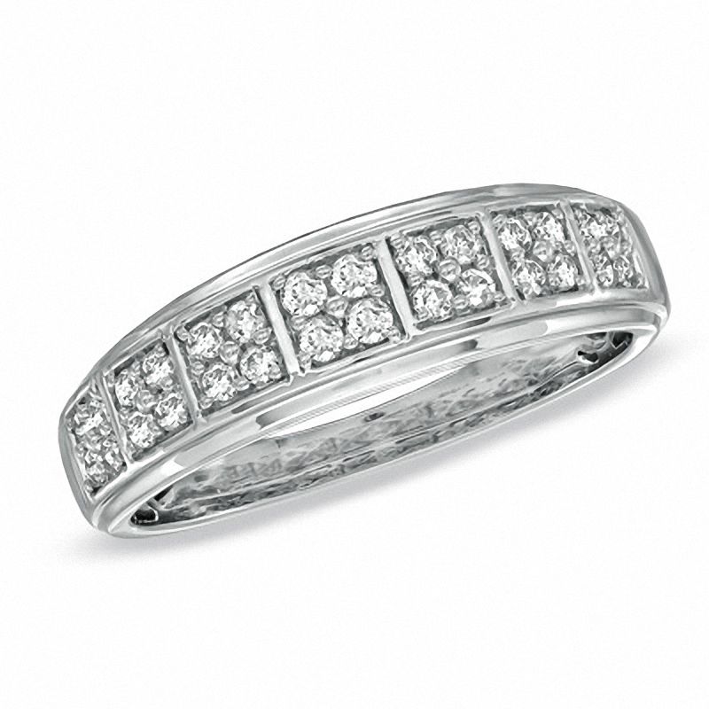 0.25 CT. T.W. Diamond Chequerboard Wedding Band in 10K White Gold
