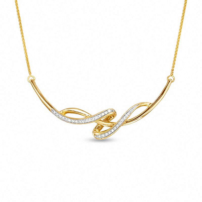 0.20 CT. T.W. Diamond Twist Necklace in 10K Gold|Peoples Jewellers