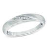 Diamond Accent Slant Wedding Band in 10K White Gold