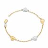 Heart Station Bracelet in Sterling Silver with 14K Tri-Tone Gold Plate - 7.5"