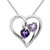 Thumbnail Image 0 of 5.0mm Heart-Shaped Purple Amethyst and Diamond Accent Heart Pendant in Sterling Silver