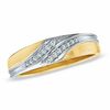 Thumbnail Image 0 of Men's 0.12 CT. T.W. Diamond Slant Wedding Band in 10K Gold