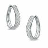 Thumbnail Image 1 of 1.00 CT. T.W. Diamond Pavé Hoop Earrings in 14K White Gold