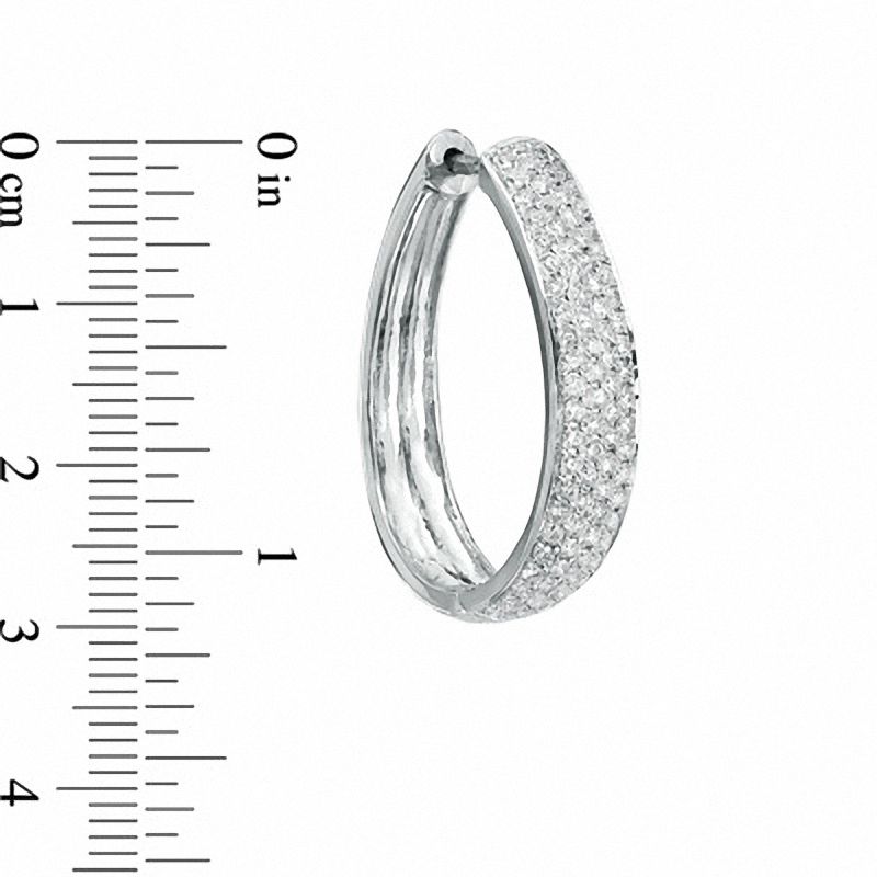1.00 CT. T.W. Diamond Pavé Hoop Earrings in 14K White Gold
