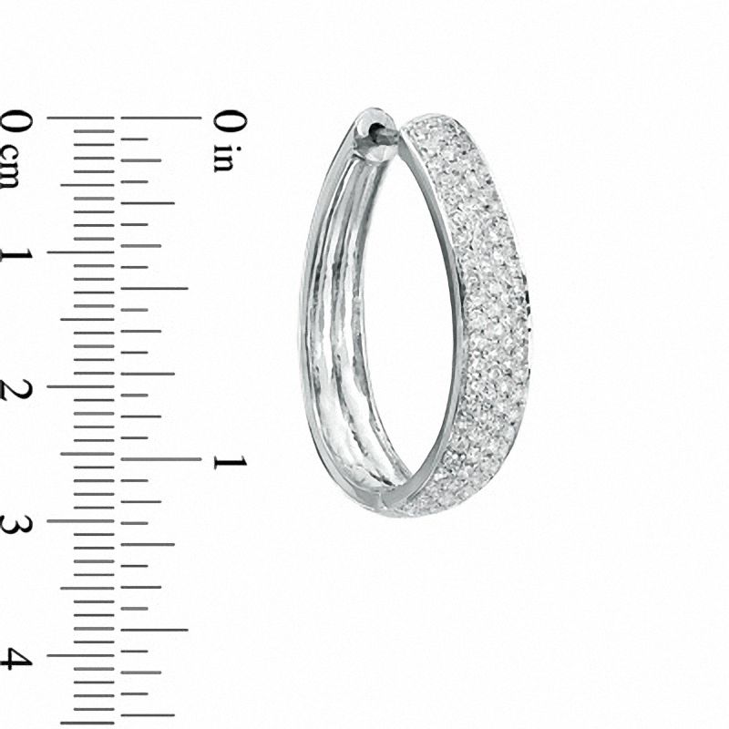Main Image 2 of 1.00 CT. T.W. Diamond Pavé Hoop Earrings in 14K White Gold