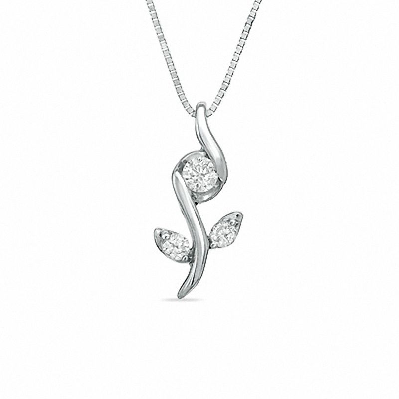 Sirena™ 0.12 CT. T.W. Diamond Rose Pendant in 10K White Gold