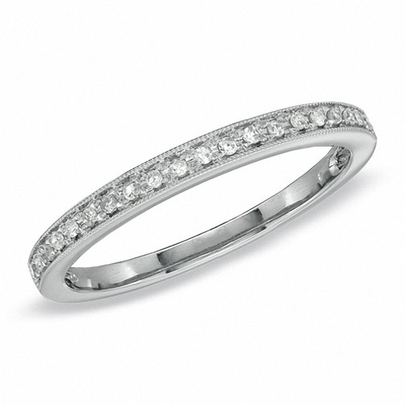 0.10 CT. T.W. Diamond Milgrain Band in 10K White Gold|Peoples Jewellers