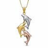 Thumbnail Image 1 of 10K Tri-Tone Gold Dolphin Pendant