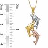 Thumbnail Image 1 of 10K Tri-Tone Gold Dolphin Pendant