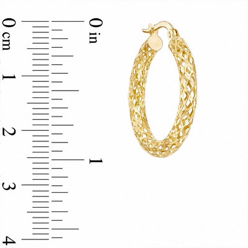 Main Image 2 of Diamond-Cut Mesh Tube Hoop Earrings in 10K Gold
