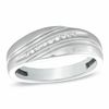 Thumbnail Image 0 of Men's Diamond Accent Slant Wedding Band in 10K White Gold