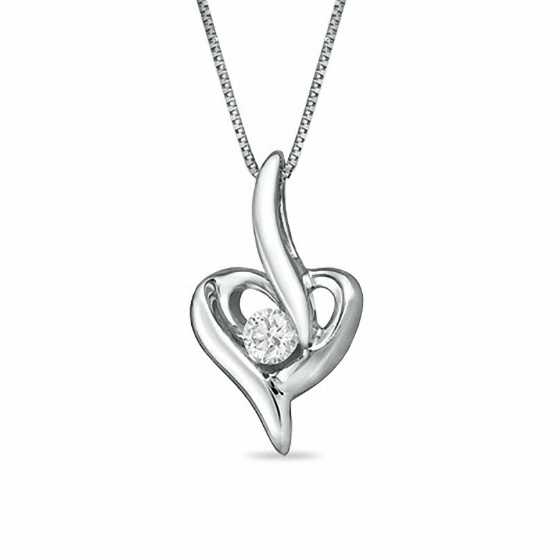 Sirena™ 0.12 CT. T.W. Diamond Heart Pendant in 10K White Gold