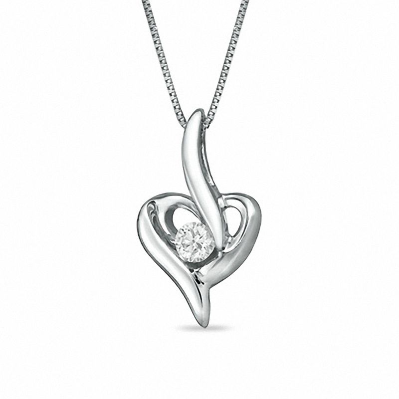 Main Image 1 of Sirena™ 0.12 CT. T.W. Diamond Heart Pendant in 10K White Gold