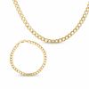 Thumbnail Image 1 of Men's 10K Gold Curb Bracelet and Necklace Set
