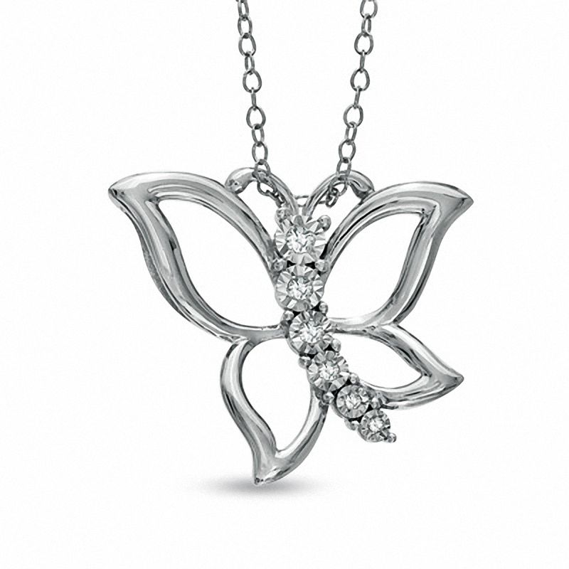 0.18 CT. T.W. Diamond Butterfly Pendant in Sterling Silver|Peoples Jewellers