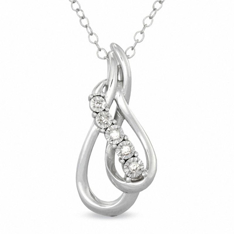 Diamond Accent Double Loop Pendant in Sterling Silver