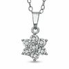 Thumbnail Image 1 of Diamond Accent Flower Pendant in Sterling Silver
