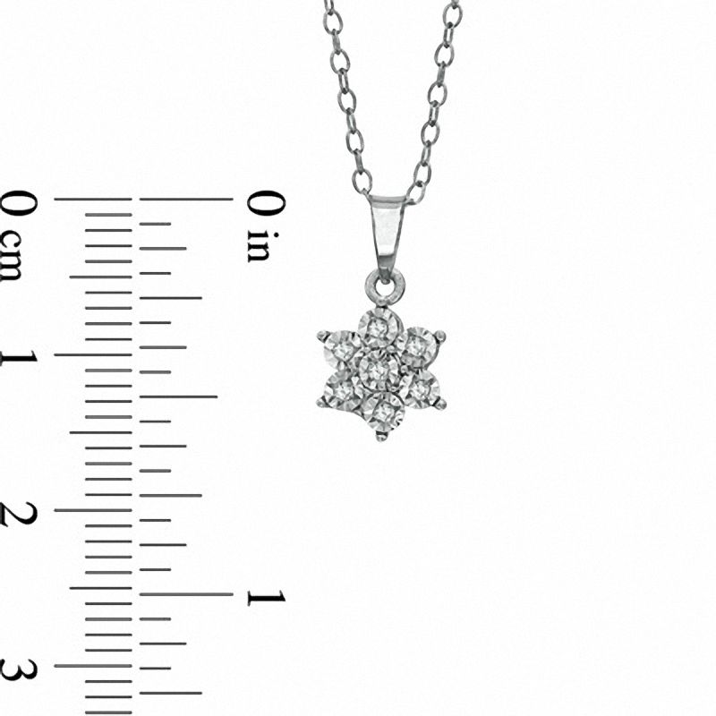 Diamond Accent Flower Pendant in Sterling Silver