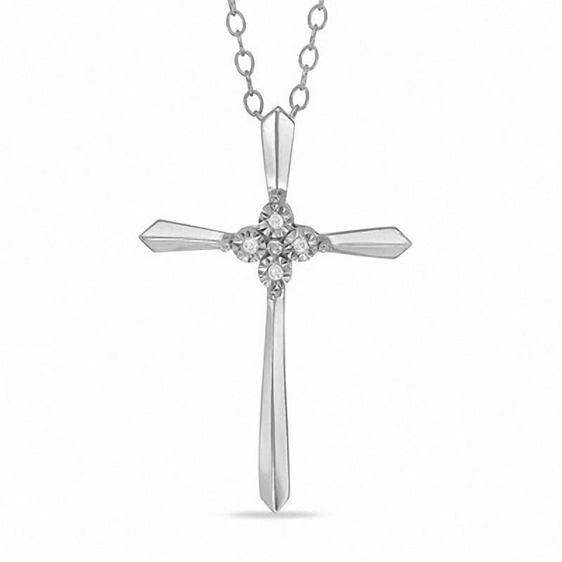 Diamond Accent Cross Pendant in Sterling Silver|Peoples Jewellers