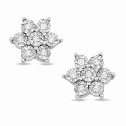 0.07 CT. T.W. Diamond Flower Stud Earrings in Sterling Silver