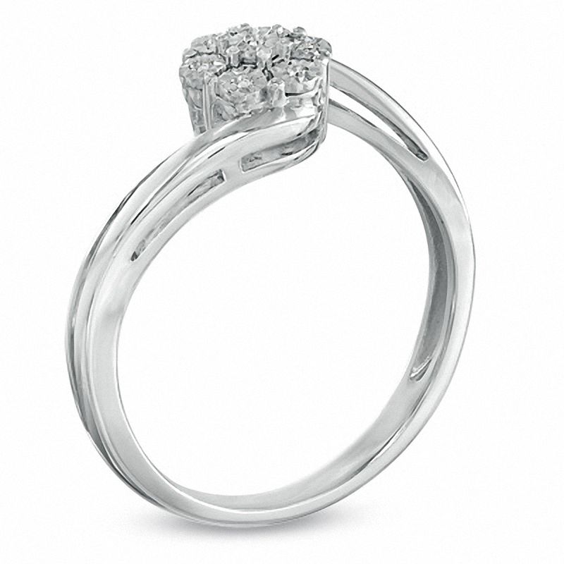 Main Image 2 of Diamond Accent Cluster Bypass Ring in Sterling Silver