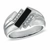 Thumbnail Image 0 of Men's Onyx and Diamond Accent Band in 10K White Gold