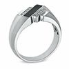 Thumbnail Image 1 of Men's Onyx and Diamond Accent Band in 10K White Gold