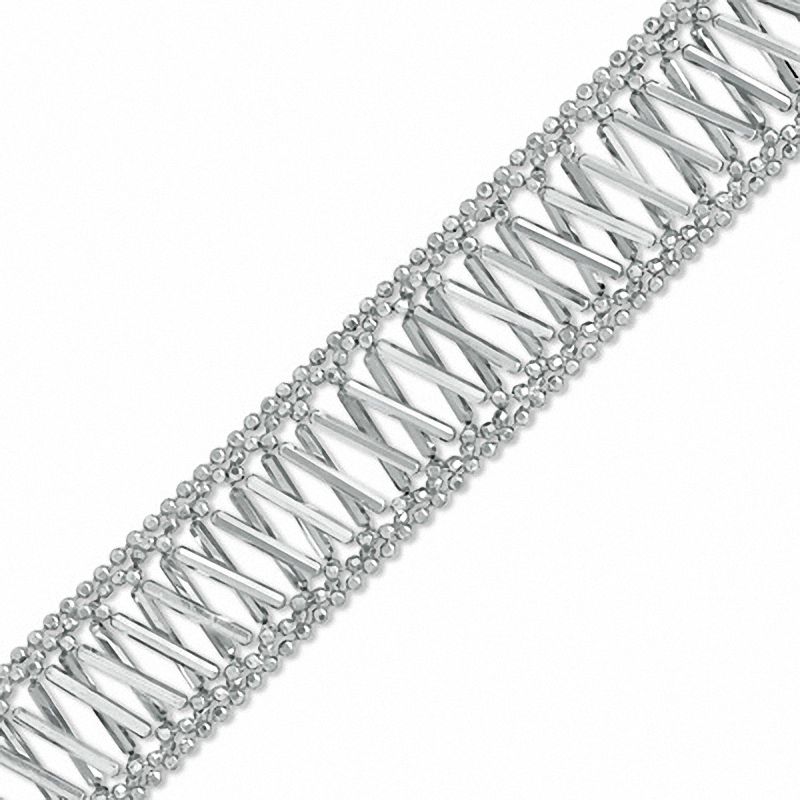 Beaded "X" Bracelet in Sterling Silver - 7.5"|Peoples Jewellers