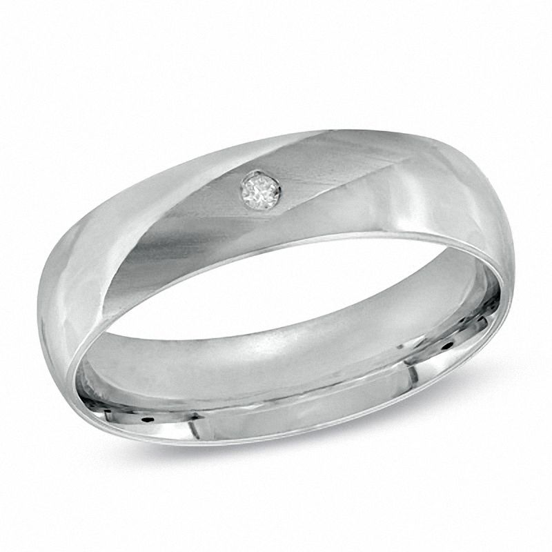 Ladies' 5.0mm Diamond Accent Wedding Band in 10K White Gold