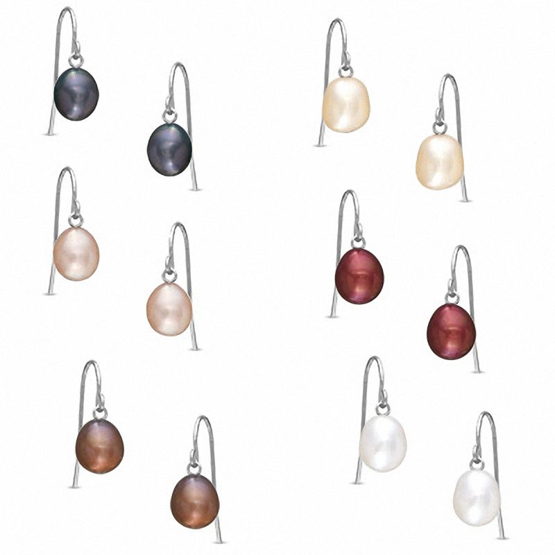 Honora 7-8.0mm Multi-Colour Cultured Freshwater Pearl Earrings Set in Sterling Silver (Set of 6)