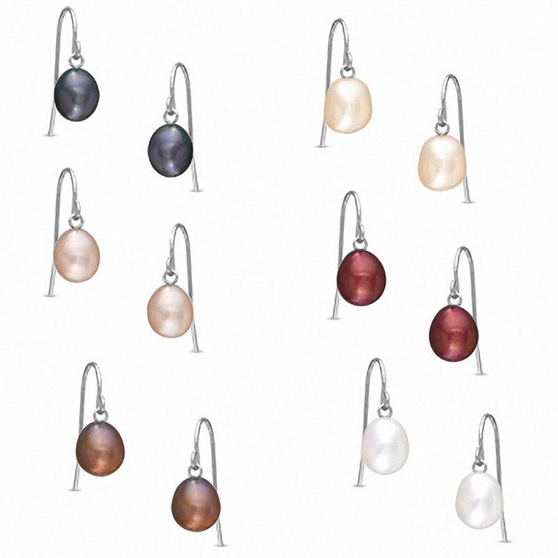 Dyed Black Cherry Red Cultured Freshwater Pearl Earrings Sterling Silver Dyed Black Cherry Red Cultured Freshwater Pearl Earrings Sterling Silver