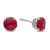 Thumbnail Image 0 of 6.0mm Lab-Created Ruby Solitaire Stud Earrings in 10K White Gold