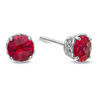 Thumbnail Image 1 of 6.0mm Lab-Created Ruby Solitaire Stud Earrings in 10K White Gold