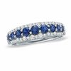 Thumbnail Image 0 of Blue Sapphire and 0.30 CT. T.W. Diamond Band in 14K White Gold