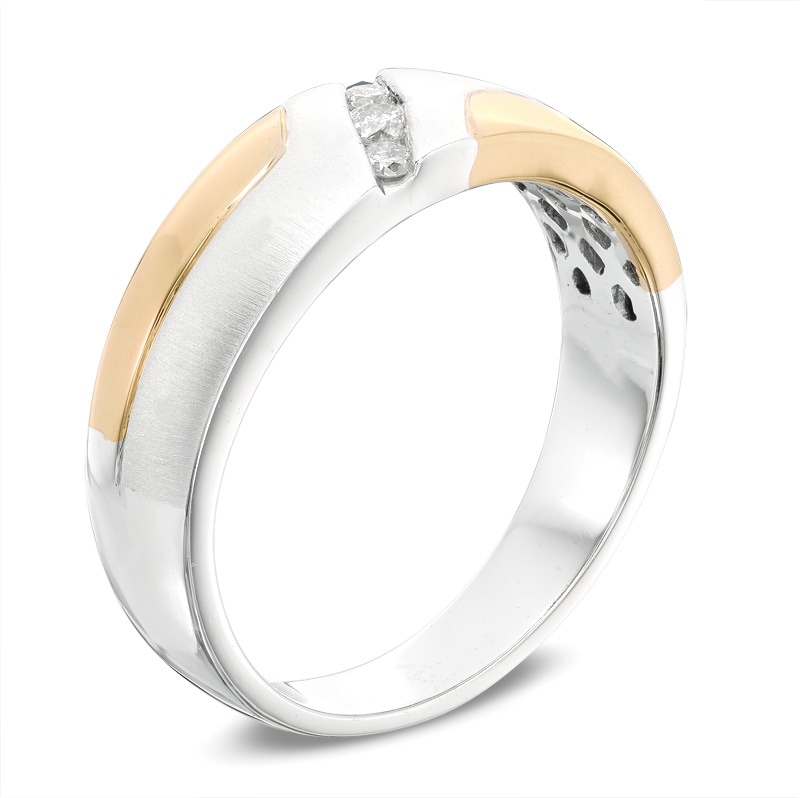 Ladies' Diamond Accent Wedding Band in 10K Two-Tone Gold