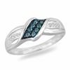 0.20 CT. T.W. Enhanced Blue and White Diamond Fashion Ring in 10K White Gold