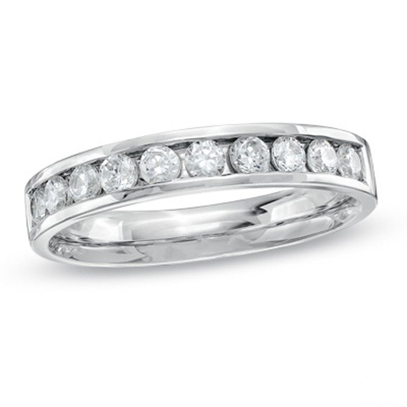Ladies' 0.50 CT. T.W. Certified Canadian Diamond Channel Band in 14K White Gold (I/I1)