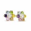 Thumbnail Image 1 of Child's Multi-Colour Cubic Zirconia Flower Earrings in 14K Gold