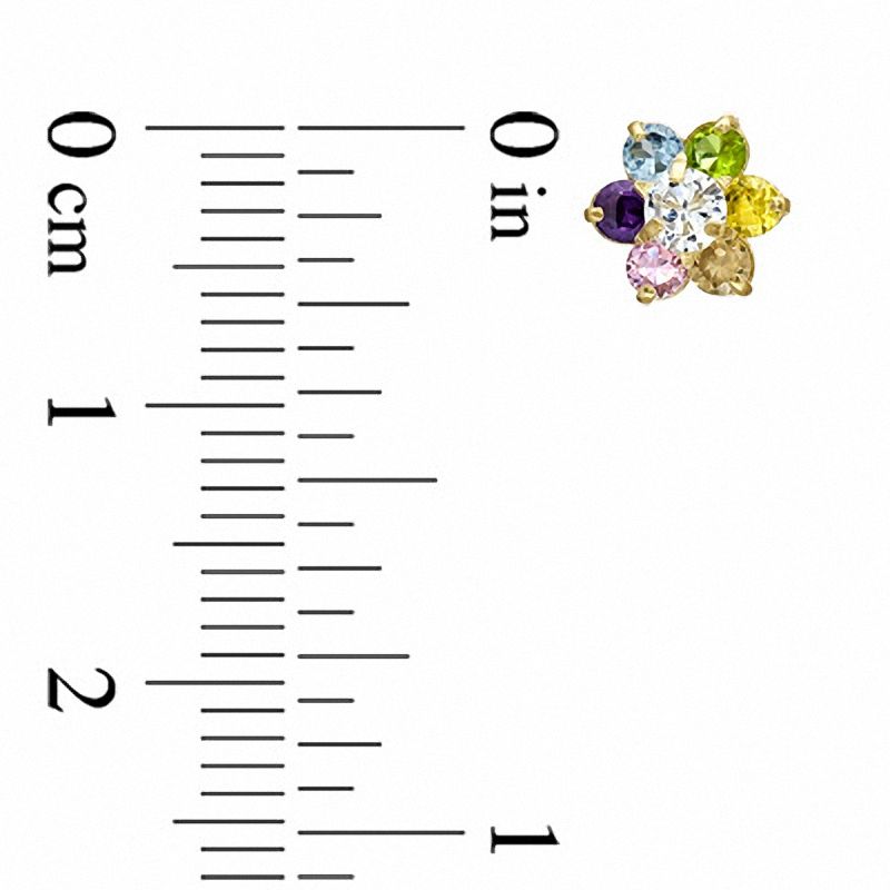 Main Image 2 of Child's Multi-Colour Cubic Zirconia Flower Earrings in 14K Gold