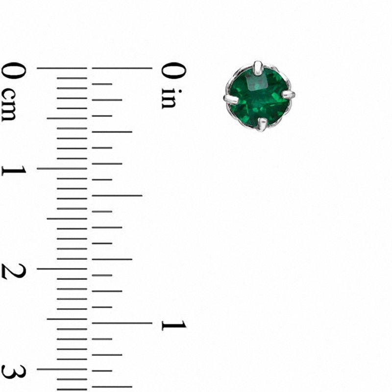6.0mm Lab-Created Emerald Stud Earrings in 10K White Gold