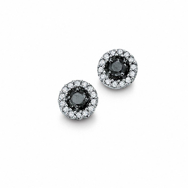 0.20 CT. T.W. Enhanced Black and White Diamond Frame Earrings in 10K White Gold|Peoples Jewellers
