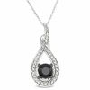 Thumbnail Image 0 of 1.00 CT. T.W. Enhanced Black and White Diamond Drop Pendant in 10K White Gold