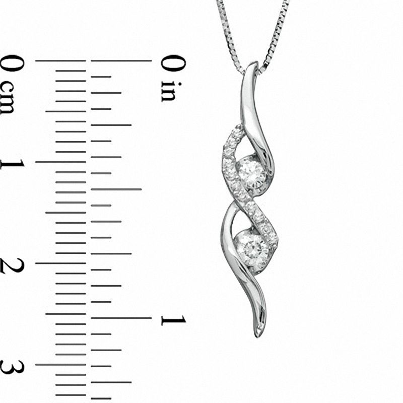 Main Image 2 of Sirena™ 0.25 CT. T.W. Diamond Two Stone Swirl Pendant in 14K White Gold