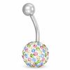 Thumbnail Image 1 of 014 Gauge Belly Button Ring with Multi-Colour Crystal in Stainless Steel